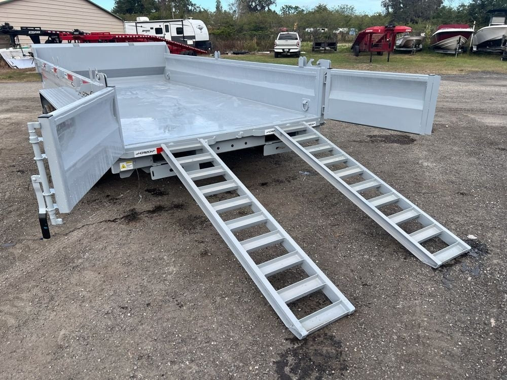 14' EZ7 Dump Trailer 19" Sides 7K Axles 14K GVWR 3-way Door Slide In Ramps - Dump Trailers - Stryker Dealership Group
