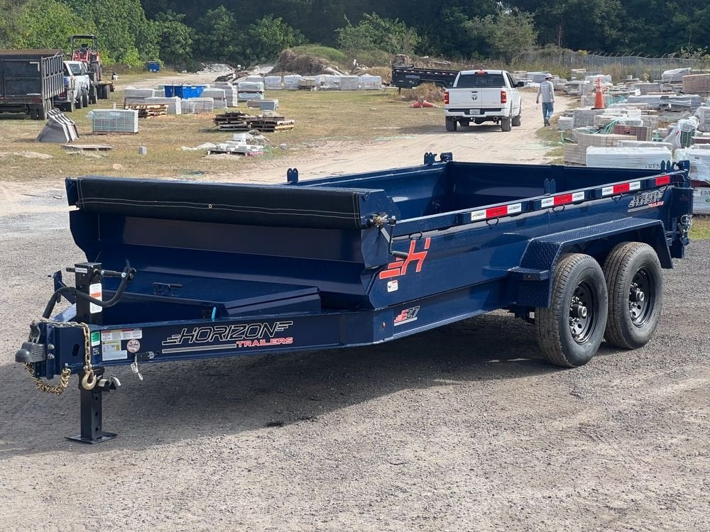14' EZ7 Dump Trailer 19" Sides 7K Axles 14K GVWR 3-way Door Slide In Ramps - Dump Trailers - Stryker Dealership Group