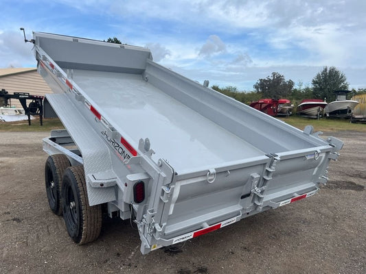 14' EZ7 Dump Trailer 19" Sides 7K Axles 14K GVWR 3-way Door Slide In Ramps - Dump Trailers - Stryker Dealership Group