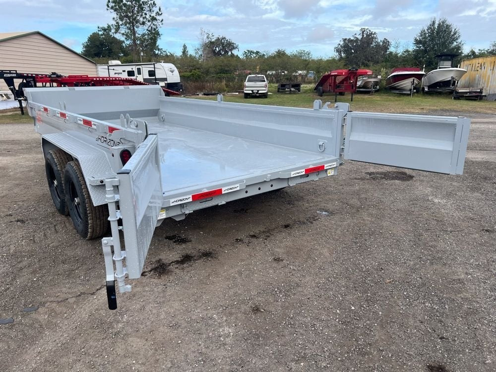 14' EZ7 Dump Trailer 19" Sides 7K Axles 14K GVWR 3-way Door Slide In Ramps - Dump Trailers - Stryker Dealership Group