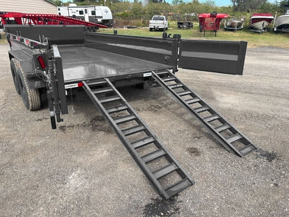 14' EZ7 Dump Trailer 19" Sides 7K Axles 14K GVWR 3-way Door Slide In Ramps - Dump Trailers/Dump Trailers - Stryker Dealership Group