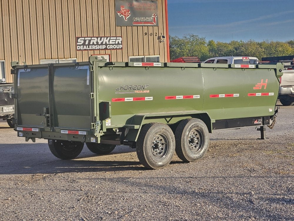 14' HZ7 Dump 36" Sides - 8K Axles - 620 Scissor - 14 ply Tires - 2 Speed Jack - Dump Trailers - Stryker Dealership Group