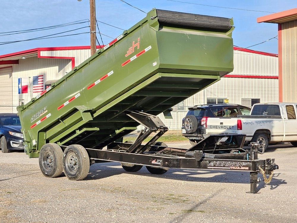 14' HZ7 Dump 36" Sides - 8K Axles - 620 Scissor - 14 ply Tires - 2 Speed Jack - Dump Trailers - Stryker Dealership Group
