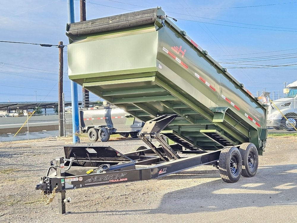 14' HZ7 Dump 36" Sides - 8K Axles - 620 Scissor - 14 ply Tires - 2 Speed Jack - Dump Trailers - Stryker Dealership Group