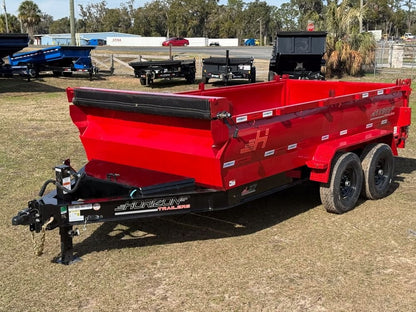 14' LZ7 Dump Trailer 30" Walls - Scissor Lift - 14K GWVR - 14ply Tires - 3 Way Door - Ramps - Dump Trailers - Stryker Dealership Group