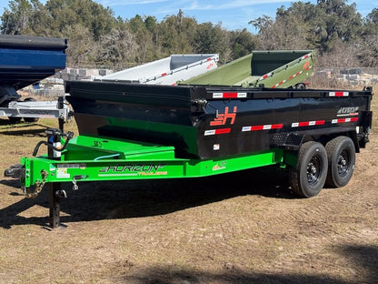 14' LZ7 Dump Trailer 30" Walls - Scissor Lift - 14K GWVR - 14ply Tires - 3 Way Door - Ramps - Dump Trailers - Stryker Dealership Group