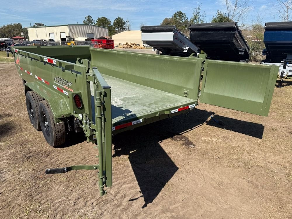 14' LZ7 Dump Trailer 30" Walls - Scissor Lift - 14K GWVR - 14ply Tires - 3 Way Door - Ramps - Dump Trailers - Stryker Dealership Group