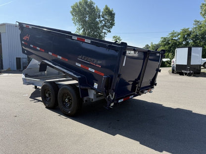 14' LZ7 Dump Trailer 42" Walls - Telescopic Lift - 14K GWVR - Hydraulic Jacks - 3 Way Door - Ramps - Dump Trailers - Stryker Dealership Group
