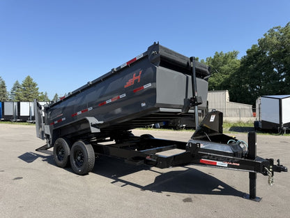 14' LZ7 Dump Trailer 42" Walls - Telescopic Lift - 14K GWVR - Hydraulic Jacks - 3 Way Door - Ramps - Dump Trailers - Stryker Dealership Group