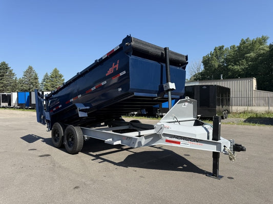 14' LZ7 Dump Trailer 42" Walls - Telescopic Lift - 14K GWVR - Hydraulic Jacks - 3 Way Door - Ramps - Dump Trailers - Stryker Dealership Group