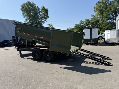 14' LZ7 Dump Trailer 42" Walls - Telescopic Lift - 14K GWVR - Hydraulic Jacks - 3 Way Door - Ramps - Dump Trailers - Stryker Dealership Group
